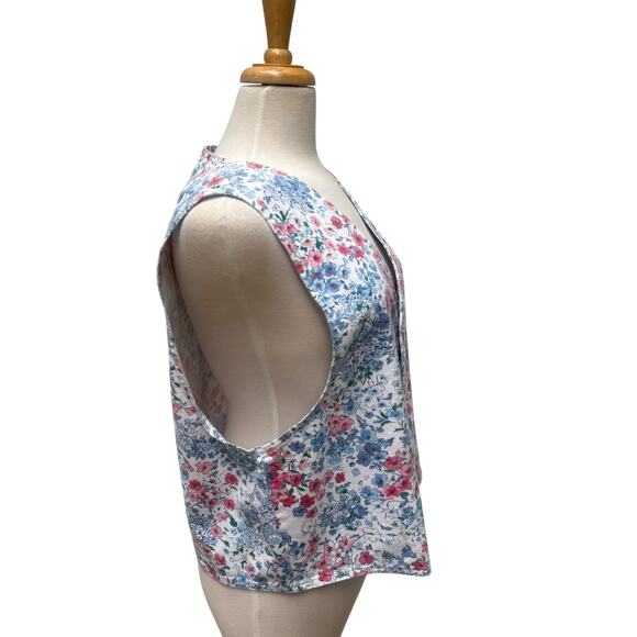 VTG Floral Denim Jean Vest Sz L Vivaldi Country Western Grandmacore Coquette - Picture 6 of 10